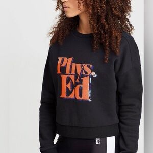 P.E Nation Sequins Phys Ed Sweatshirt in black with an orange sequin logo. Sz S